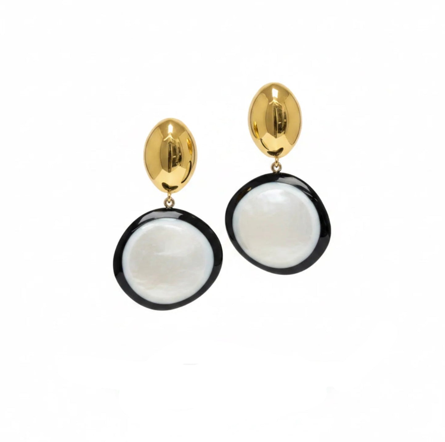 Pendientes gráficos de resina italiana blanco y negro
