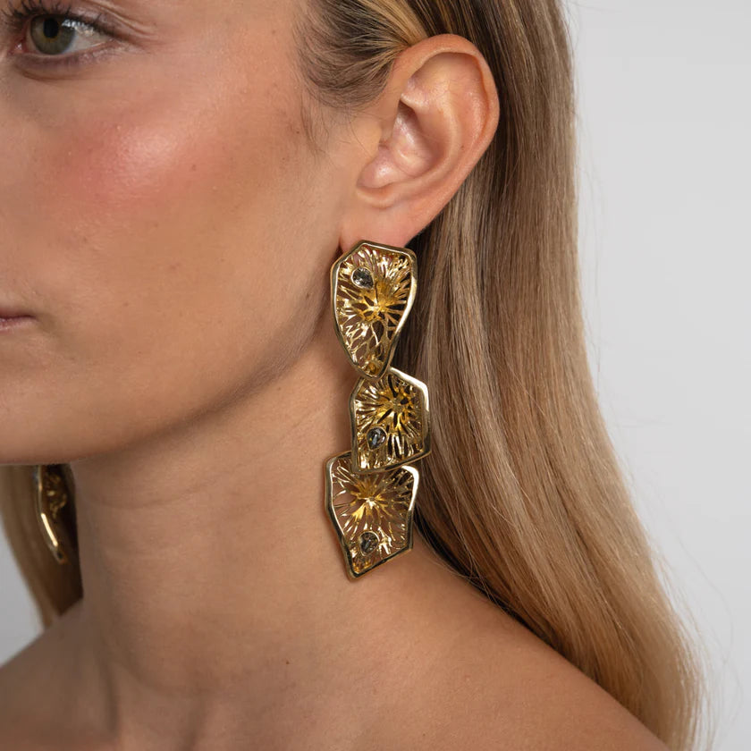 Pendientes calados dorados 3 piezas