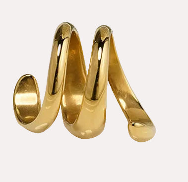 Anillo espiral de acero con baño oro 18k