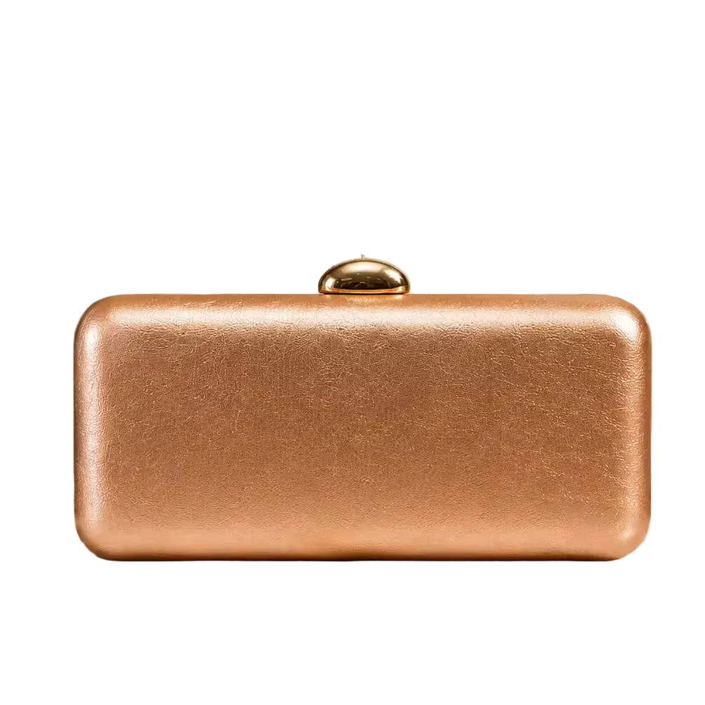 Clutch de fiesta color cobrizo y cierre dorado