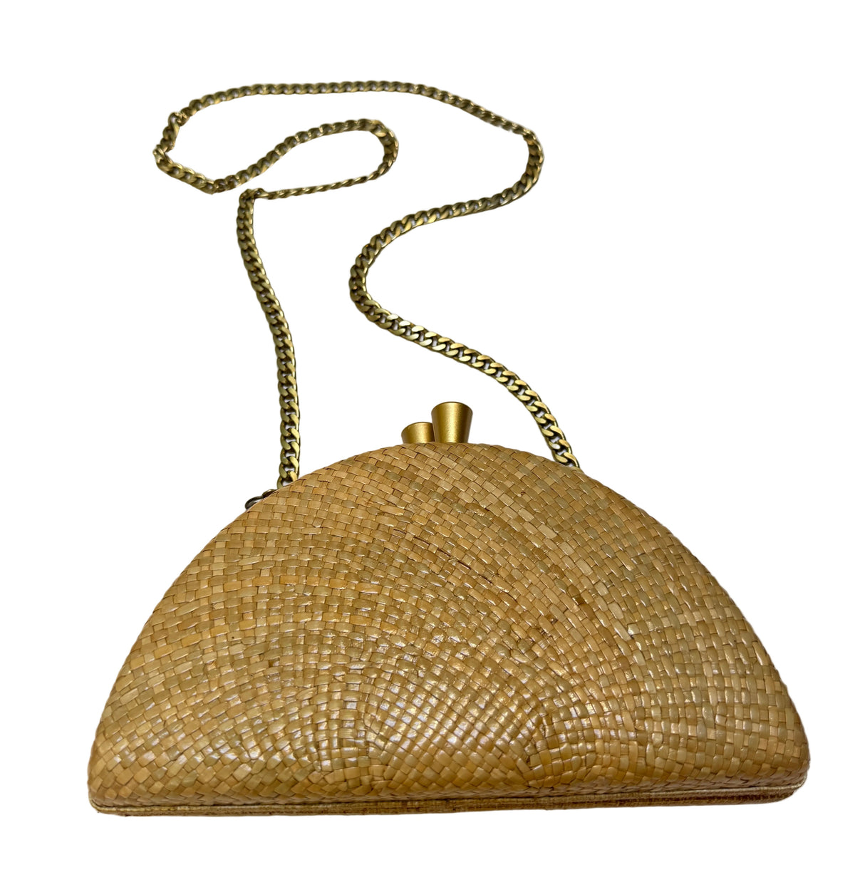 Bolso de fiesta artesanal en buntal jacquard color natural