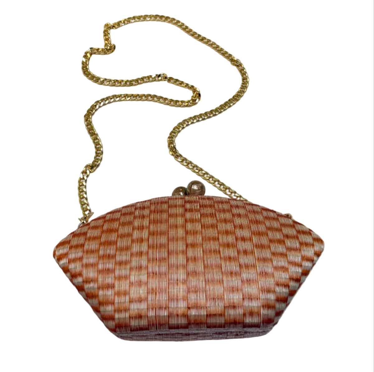 Bolso buntal jacquard color miel natural