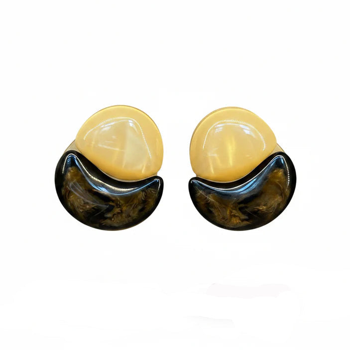 Pendientes resina italiana marmolado marrón y beige
