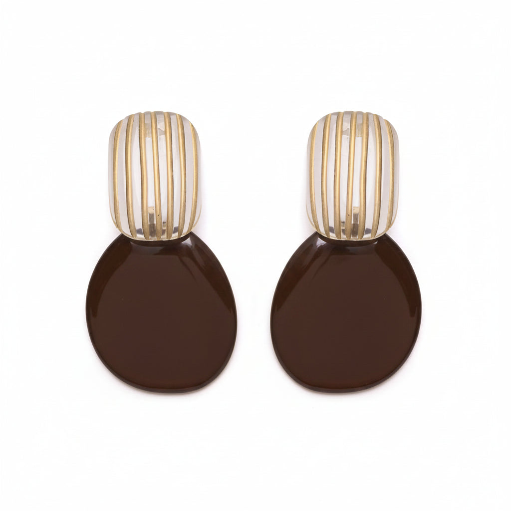 Pendientes grandes óvalos grandes de resina color chocolate