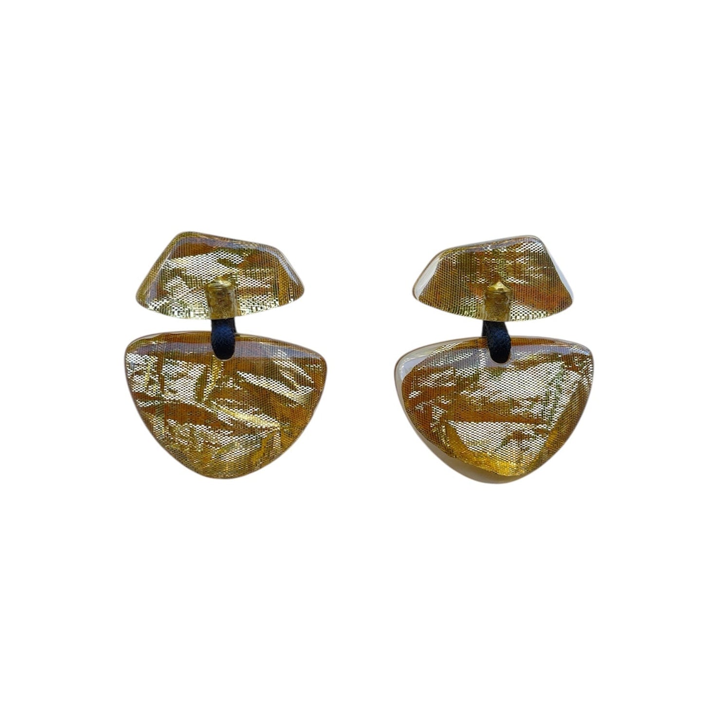 Pendientes resina italiana color pan de oro