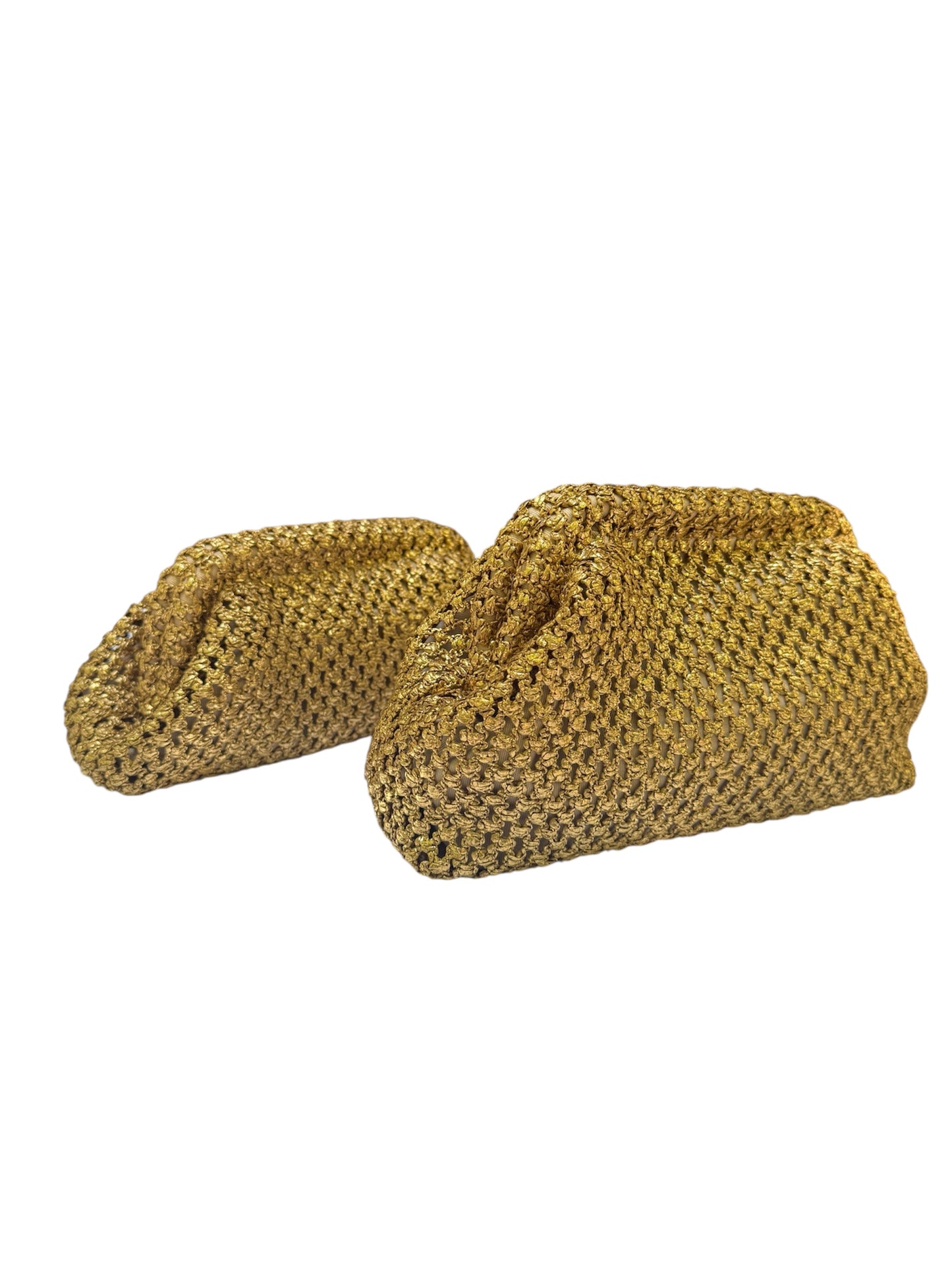 Clutch de lino dorado tejido - pequeño