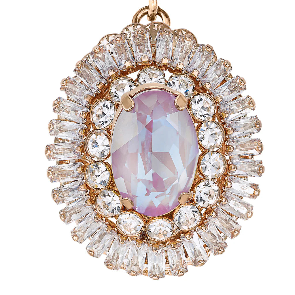 Pendientes de acero con circones lila y melocotón | Diseño elegante