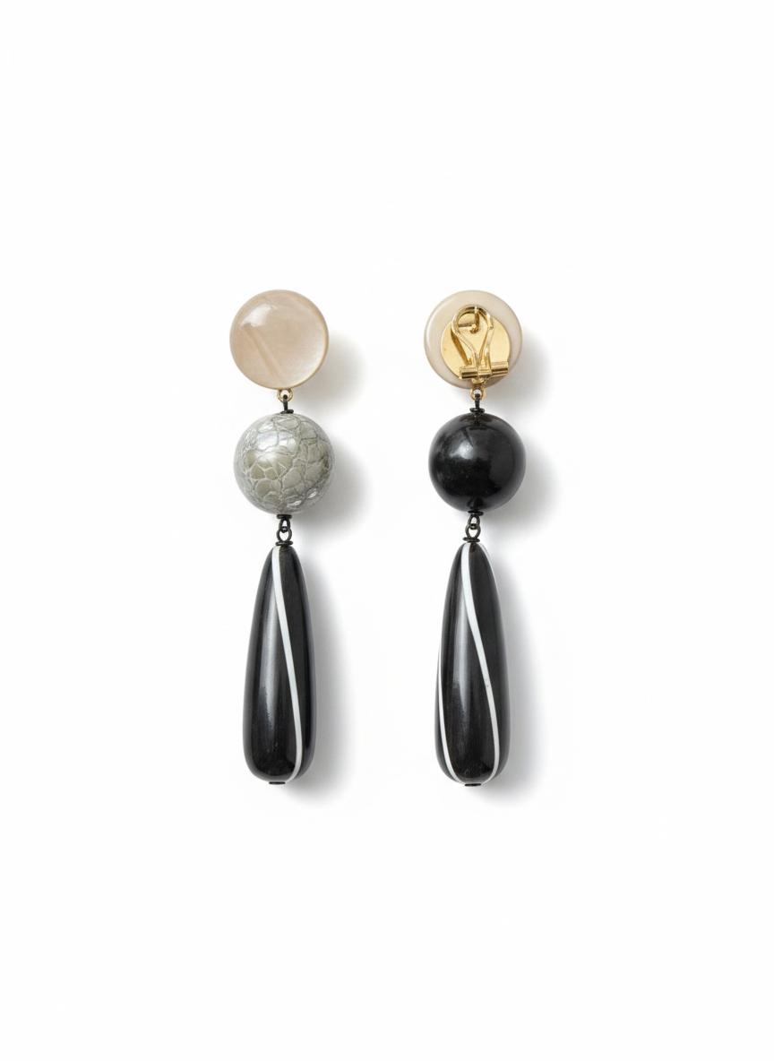 Pendientes largos de nácar y resina – Pieza única Fahoma