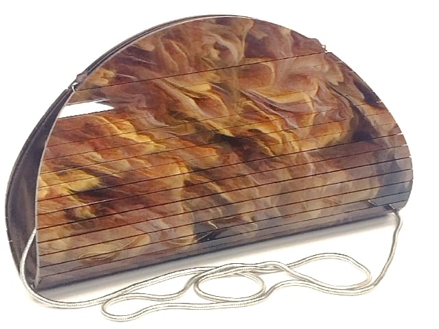 Bolso de mano en tonos cobrizos en acetato con cadena | Diseño artesanal fabricado en España (Copia)