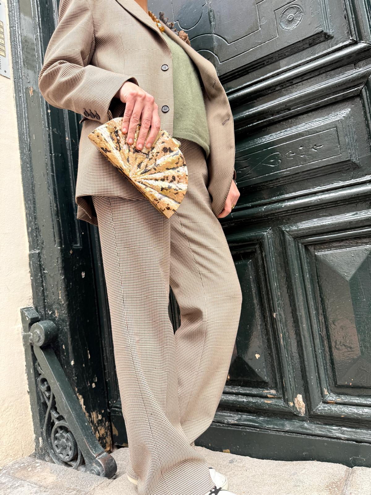 Bolso joya de nácar natural color malaquita- Lujo artesanal