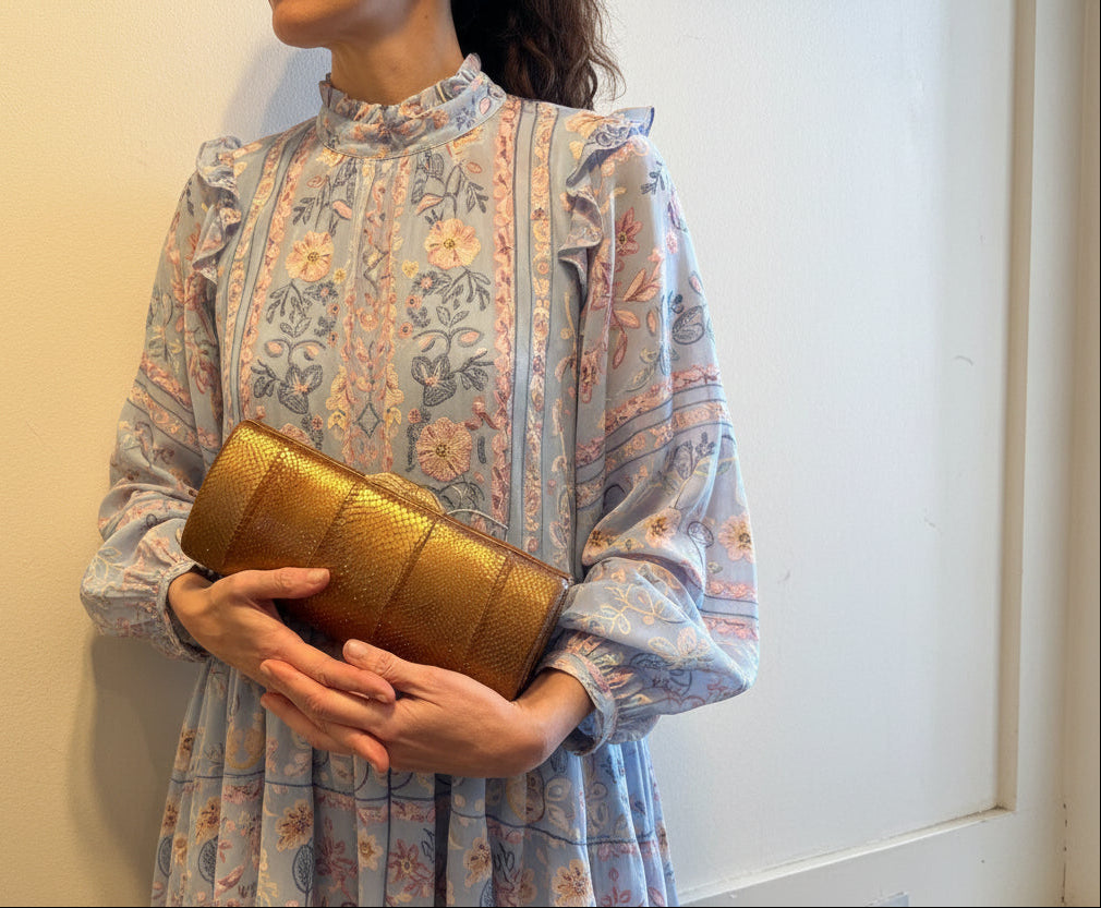 Clutch piel serpiente color coñac