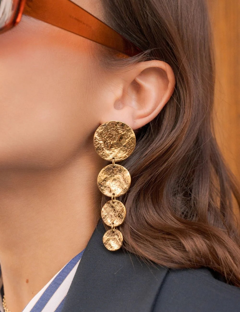 Pendientes cascade de círculos dorados