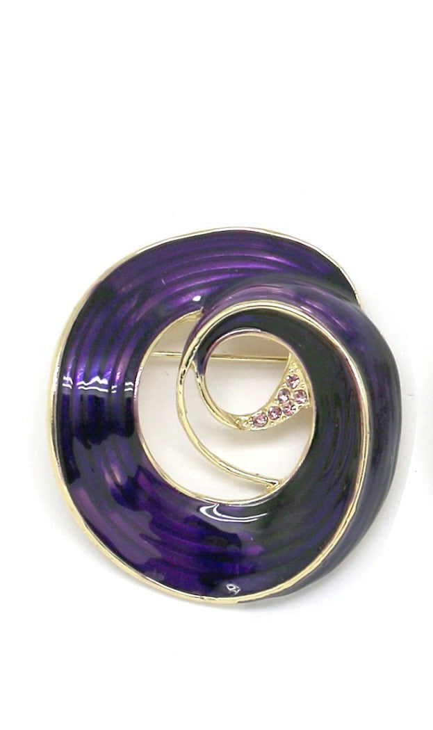 Broche corona floreada esmalte y strass