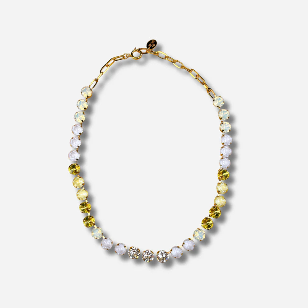 Collar cristal facetado vainilla y oro