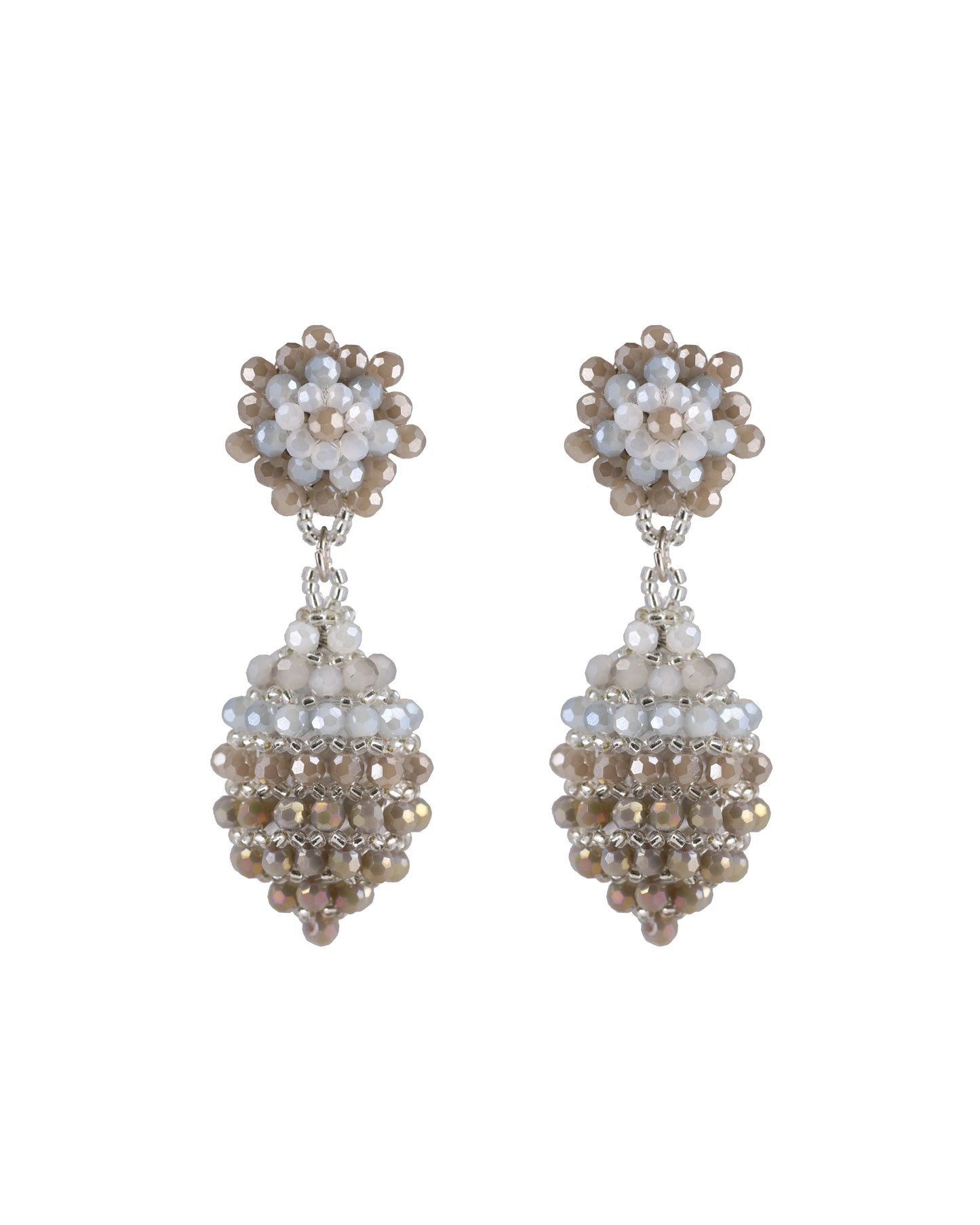 Pendientes gotas de cristal facetado colores piedra al gris