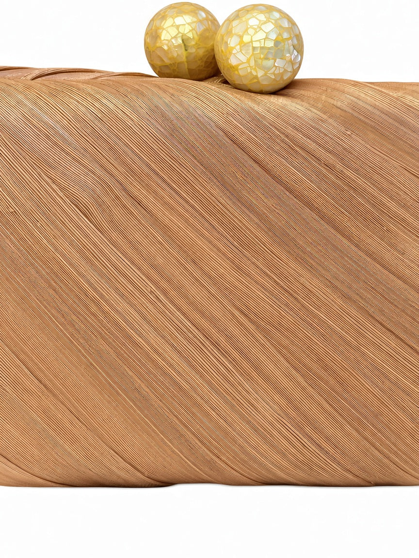 Clutch fibras naturales color melocotón (rosa cobrizo)