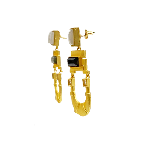 Pendientes geométricos piedras naturales - Fahoma Madrid Bisuteria