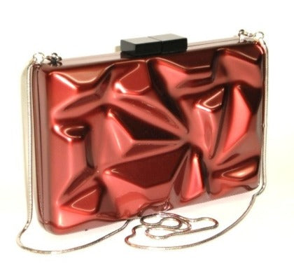 Clutch moderno material sintético burdeos