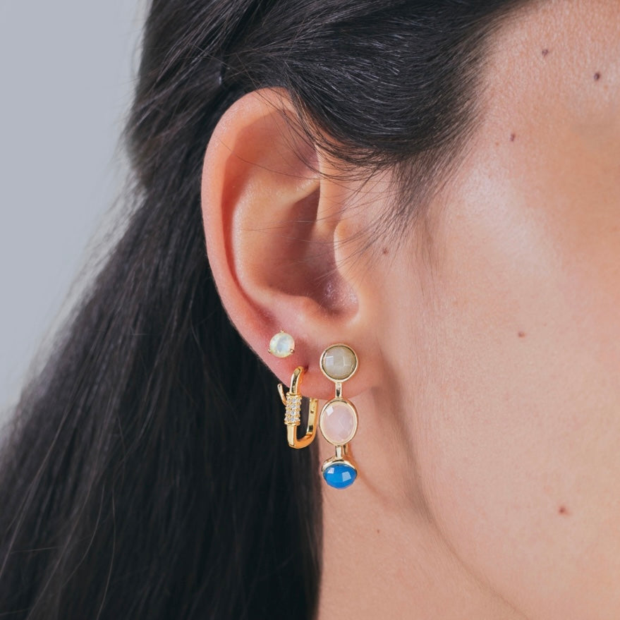 Pendientes de plata con baño de oro y piedra natural onix