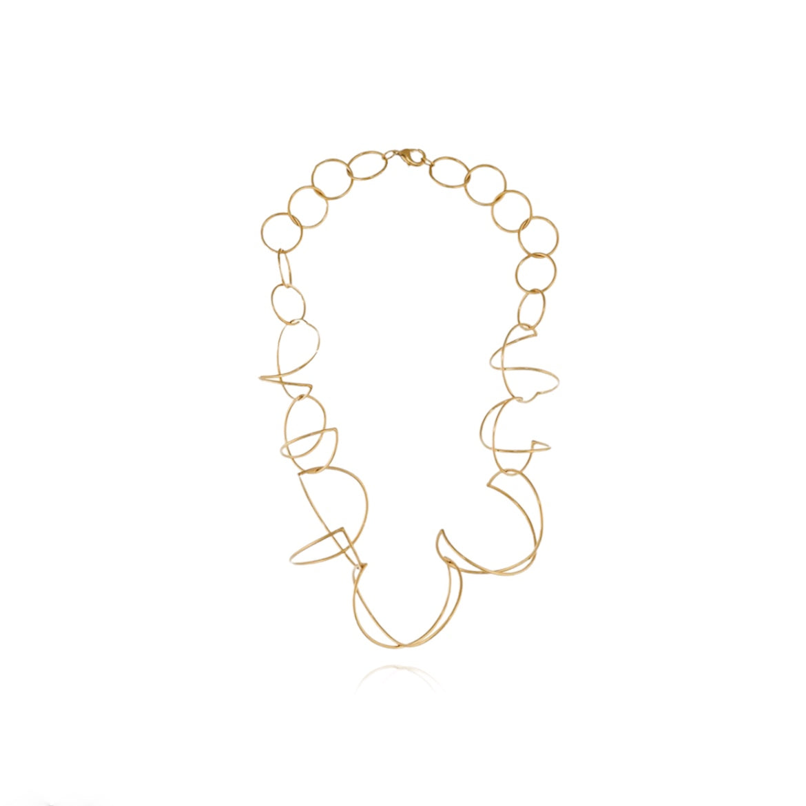 Cadena larga eslabón dorado grandes curvas