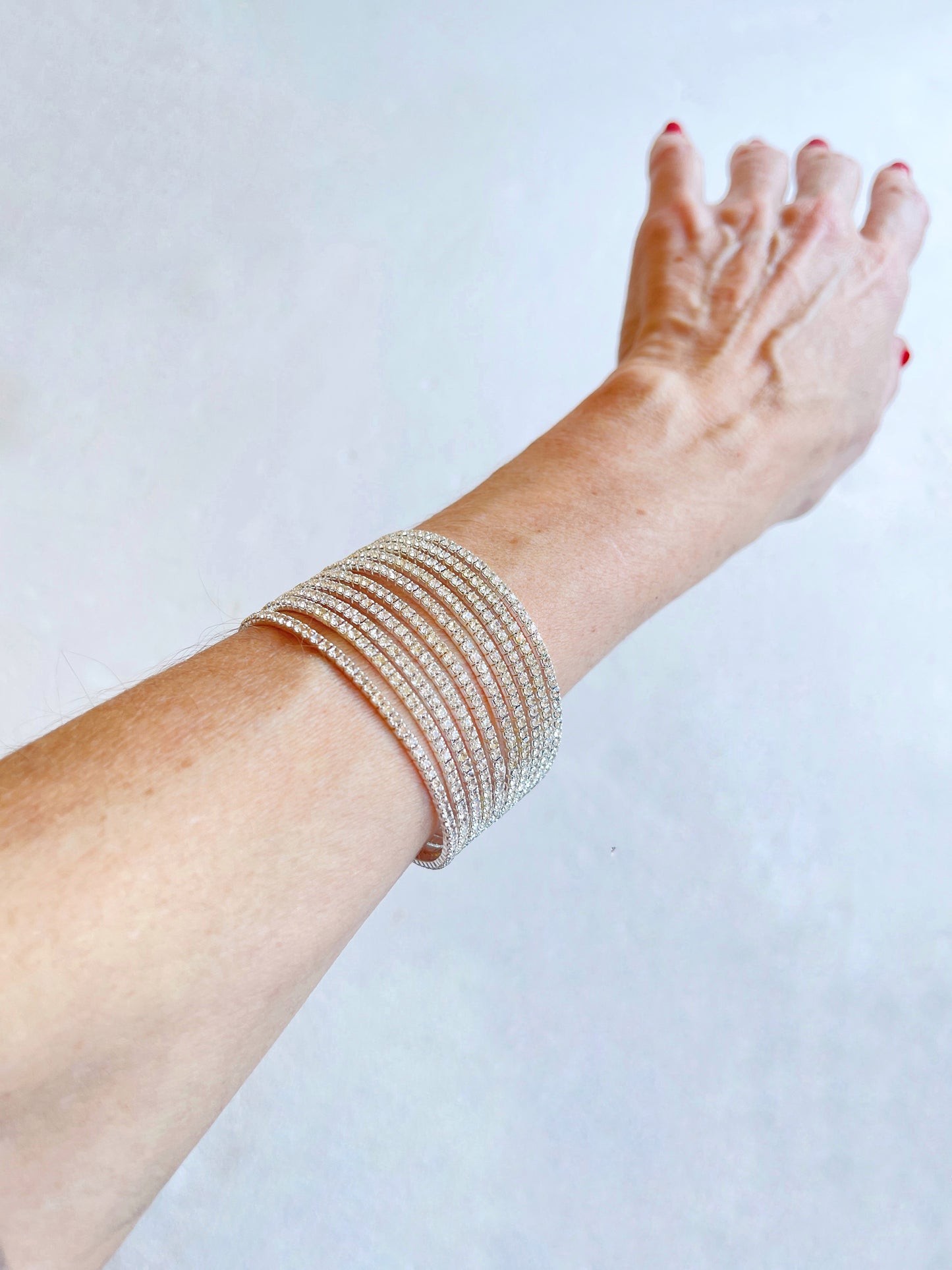 Brazalete cristales plata tiras