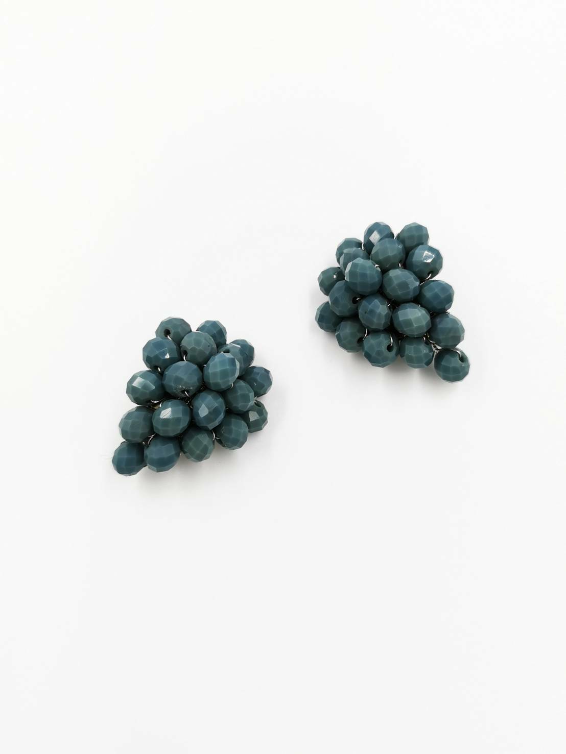 Pendientes clip racimo cristalitos azul azafata