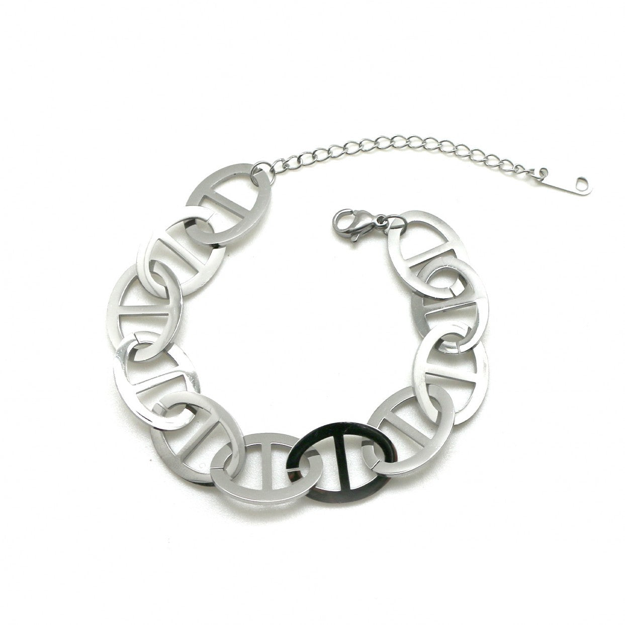 Pulsera eslabón de acero inoxidable plateado