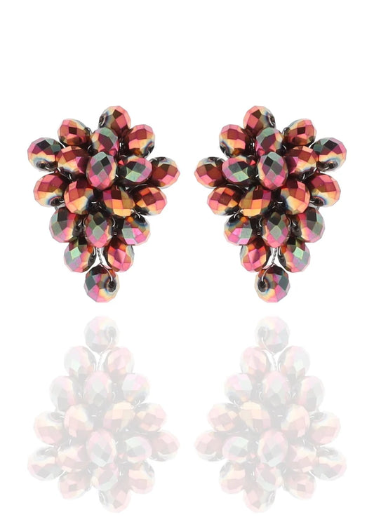 Pendientes clip racimo cristalitos tornasol