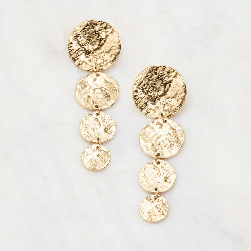 Pendientes cascade de círculos dorados