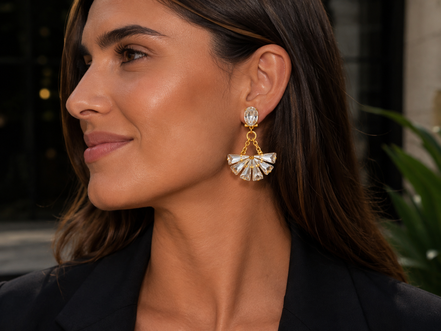 Pendientes largos A.H. Abanico de Cristal