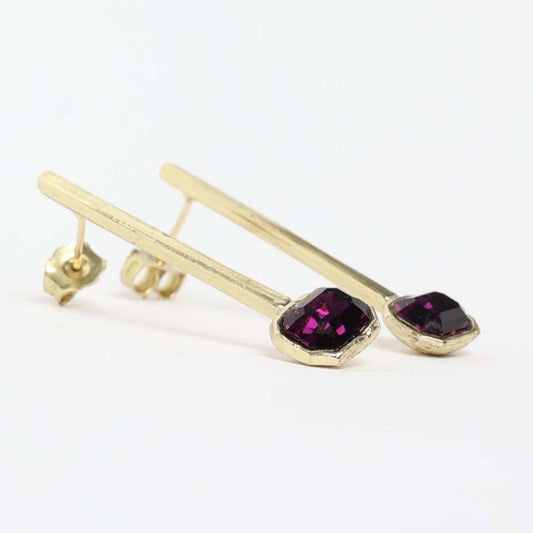 Pendientes barrita dorada y cristal