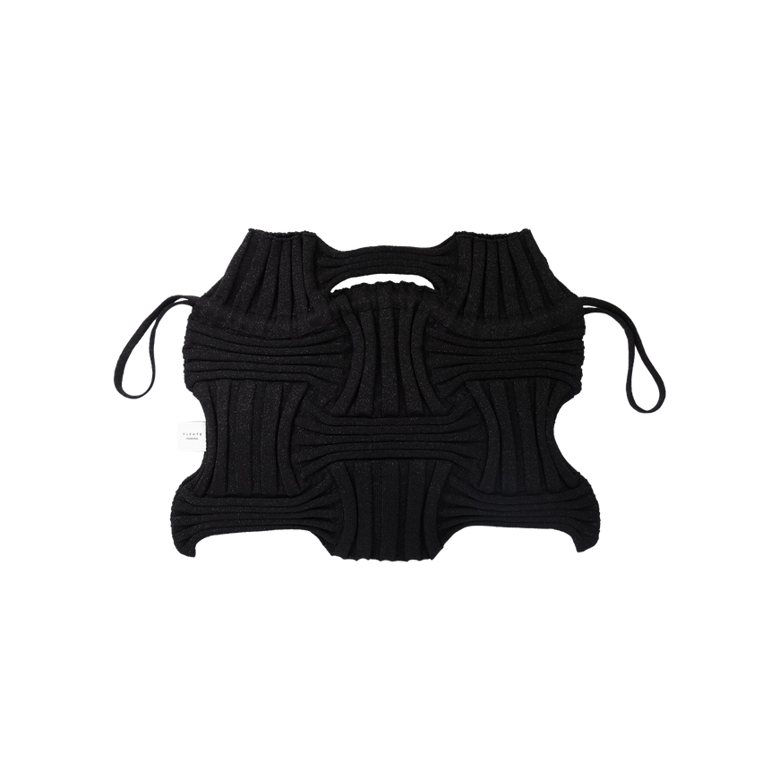 Bolso de mano de punto lúrex color negro