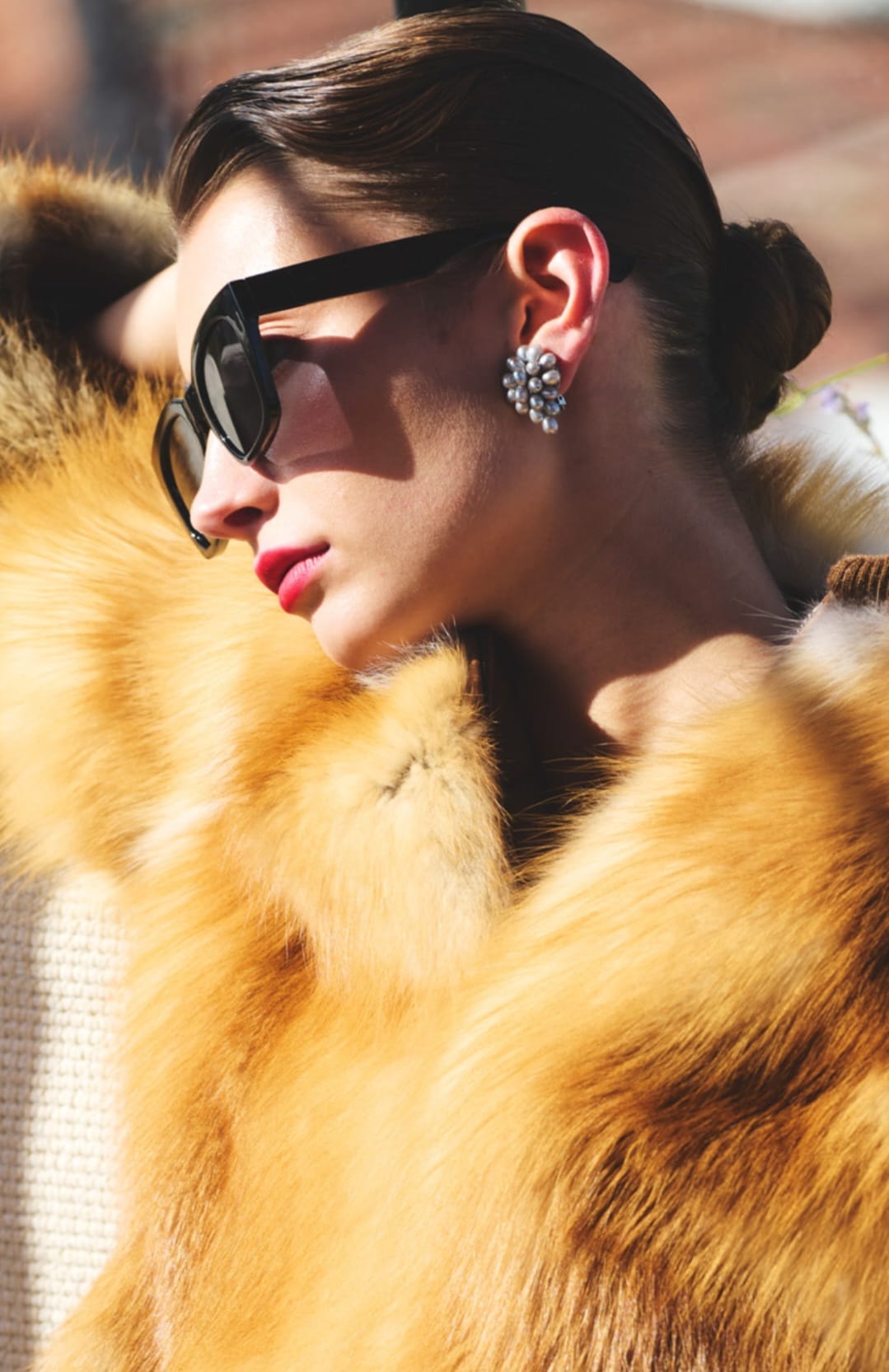 Pendientes clip racimo de perlas -