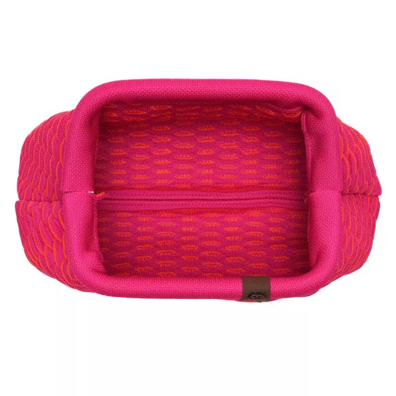 Bolso tipo clutch fucsia y naranja