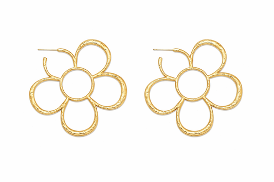 Pendientes de aro flor dorada abierta