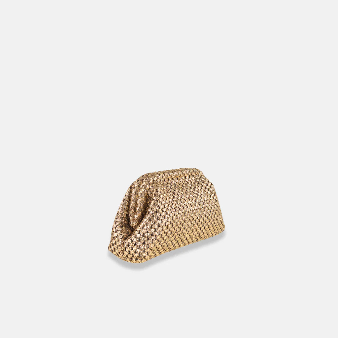 Clutch de lino dorado tejido -  grande