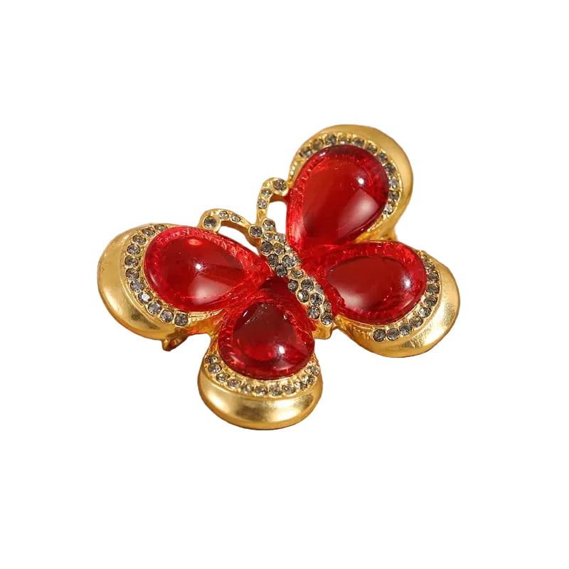 Broches de mariposa en latón y resina efecto cristal