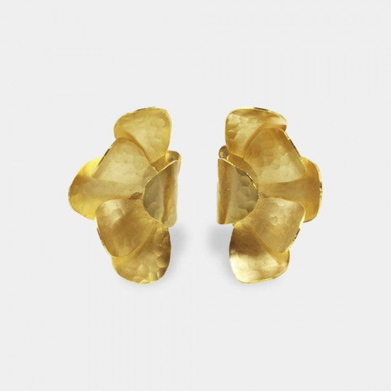 Pendientes 1/2 flor oro primitivo con volumen