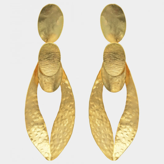 Pendientes artesanales griegos de oro primitivo 11x3