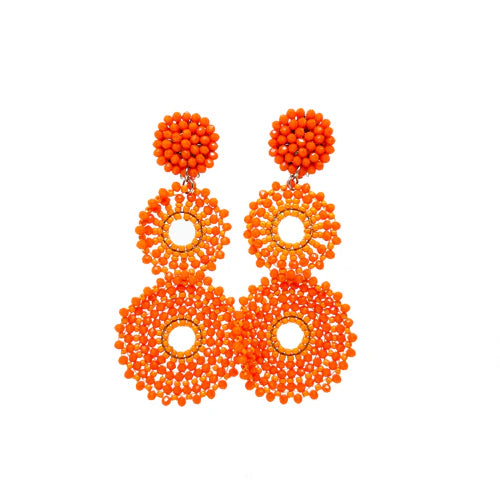 Pendientes círculos cristal facetado  naranja (y más colores...)