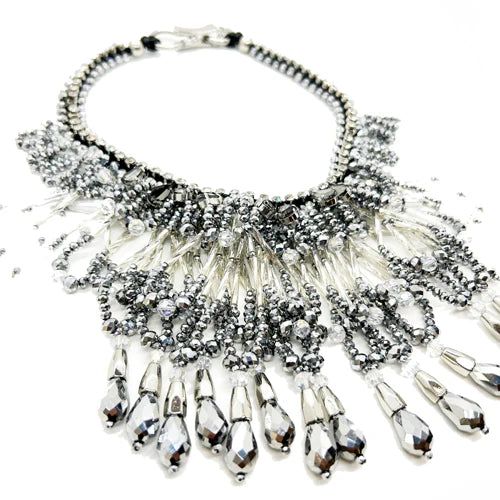 Collar de fiesta cascada de cristal (dorado - plateado)
