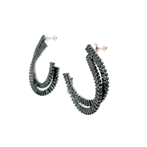 Semi aros dobles de circonita negra