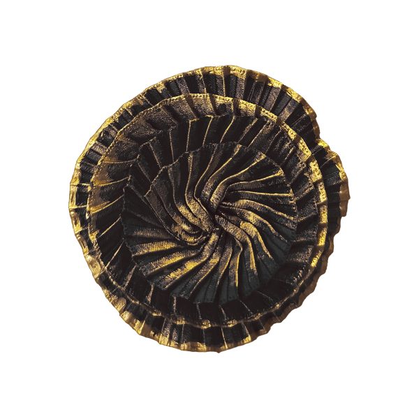 Broches plisados de satén negro-oro