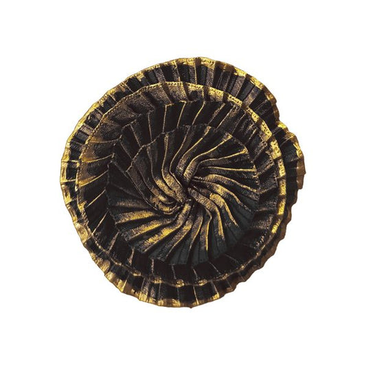 Broches plisados de satén negro-oro