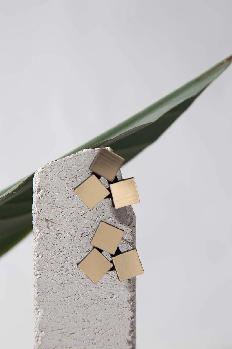 Pendientes 3 Cuadrados resina - Oro efecto espejo