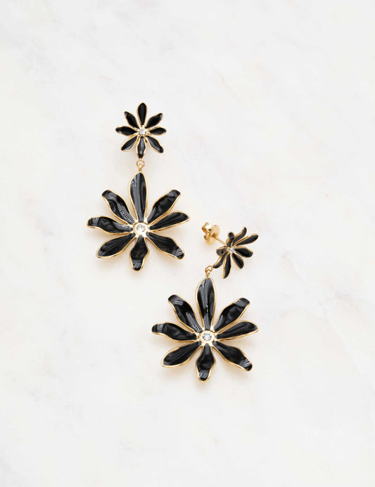 Pendientes: margaritas negro y oro