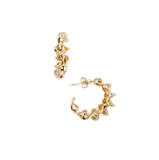 Pendientes de aro efecto ondulado dorado (3 cm)