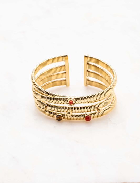 Pulsera tipo tubogas y cornalina