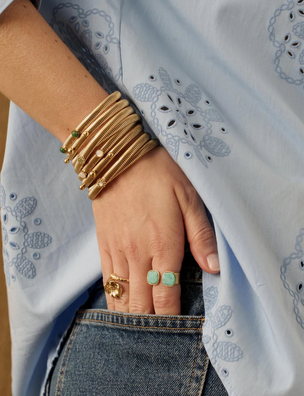 Pulsera tipo tubogas y lapislázuli