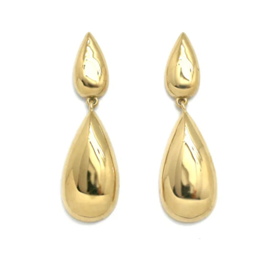 Pendientes doble gota dorada